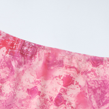 Ruffle ruched print contrast tube mini skirt set