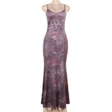 Vestido largo camisola con escote en V y espalda descubierta con estampado de leopardo 
