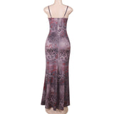 Vestido largo camisola con escote en V y espalda descubierta con estampado de leopardo 