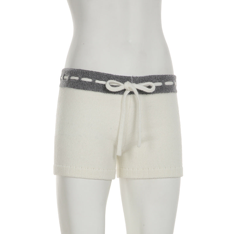 Pantalon court à cordon de serrage et motif étoile à cinq branches 