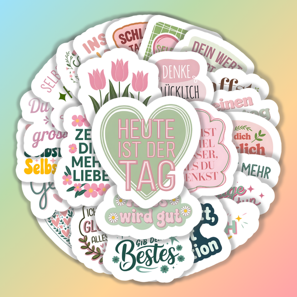 25 Stück Aufkleber mit inspirierenden Sprüchen