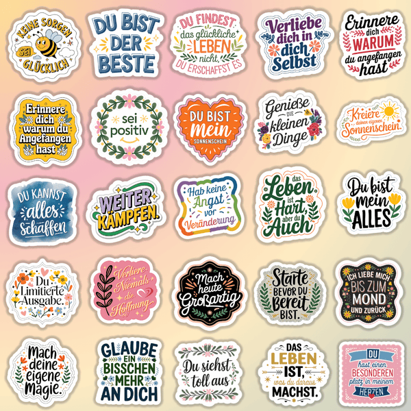 25 Stück Aufkleber mit inspirierenden Sprüchen