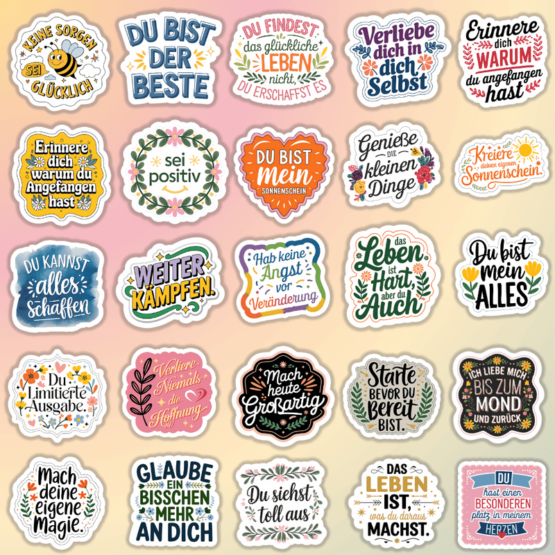 25 Stück Aufkleber mit inspirierenden Sprüchen
