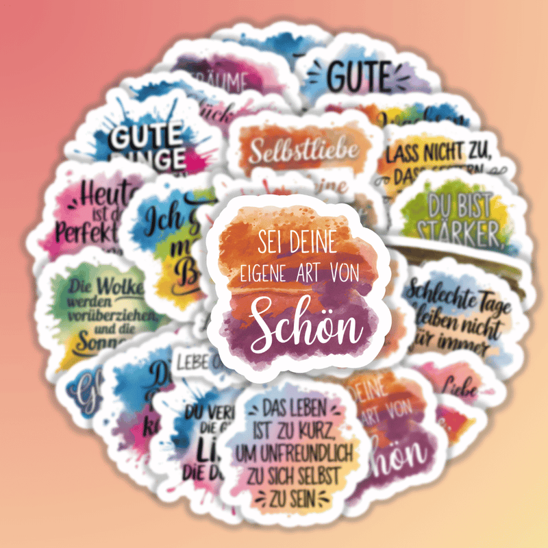 25 Stück Aquarell-Aufkleber mit Motivationssprüchen