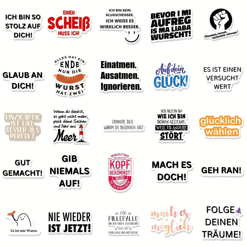 50 Stück Aufkleber mit sarkastisch-humorvollem Thema