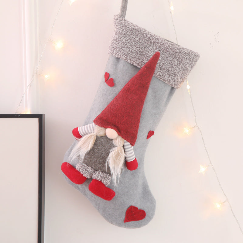 Fluffy no face doll applique socks decor