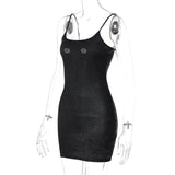 Beaded u neck backless cami mini dress