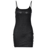 Beaded u neck backless cami mini dress