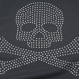 Top de manga corta con cuello redondo y estampado de calavera con cuentas 