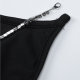 Round neck beaded backless solid jumpsuit