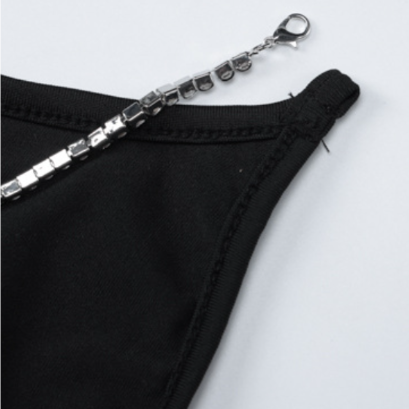 Round neck beaded backless solid jumpsuit