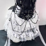 Ensemble mini-jupe froncée à volants et perles avec nœud papillon 