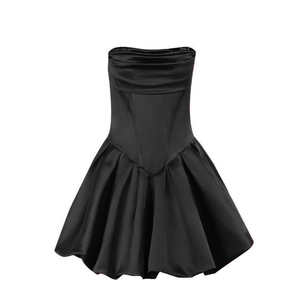Vestido mini de tubo liso con espalda descubierta y fruncido con cremallera 