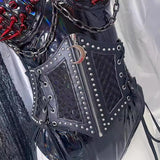 Ceinture zippée ajourée à nouer soi-même avec applique lune 