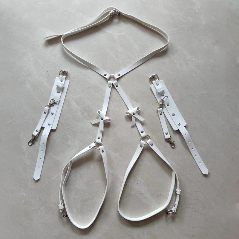 Porte-jarretelles en cuir PU avec nœud papillon décoratif