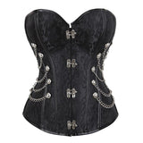 Top tipo corsé con cadena metálica y cuello de corazón 