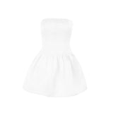 Vestido mini de tubo liso de satén fruncido y fruncido 