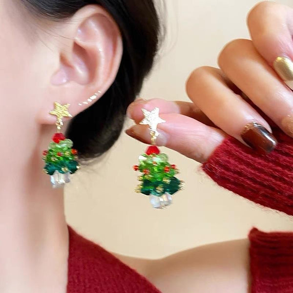 Boucles d'oreilles pendantes en forme de nœud papillon, décoration de sapin de Noël
