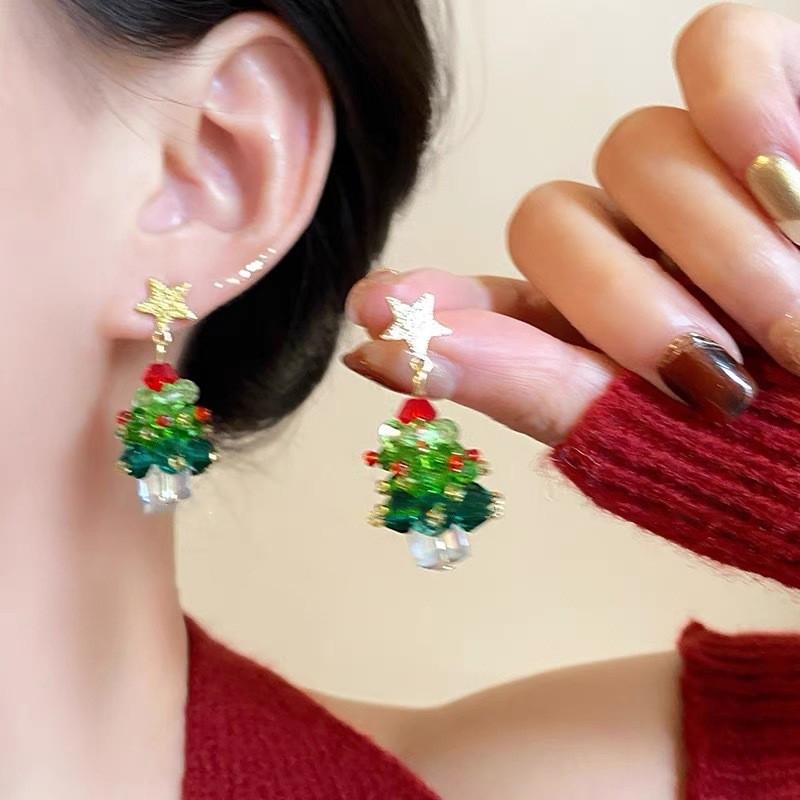 Boucles d'oreilles pendantes en forme de nœud papillon, décoration de sapin de Noël