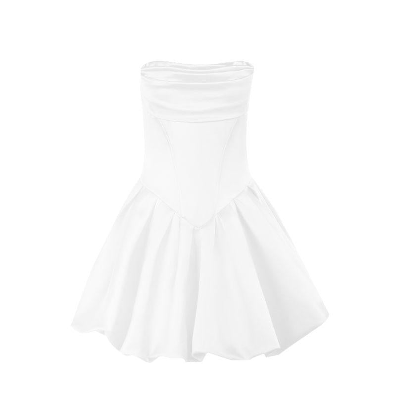 Vestido mini de tubo liso con espalda descubierta y fruncido con cremallera 