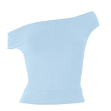 Hollow out off shoulder solid crop top