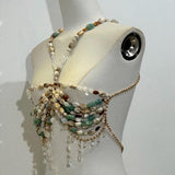 Beaded hollow out metal chain cami top