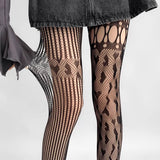 Heart pattern hollow out fishnet tights