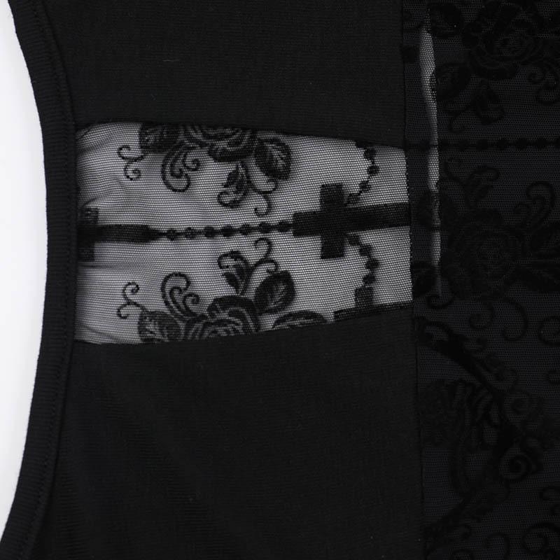 Long sleeve round neck cross print top