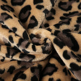 Long sleeve hoodie fluffy zip-up leopard print top