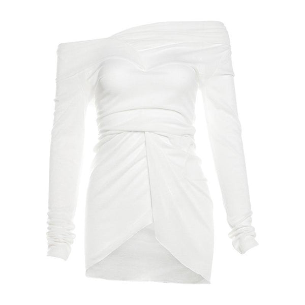 Long sleeve off shoulder irregular ruched top