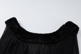 Minivestido de manga larga con cuello en U y malla esponjosa transparente 