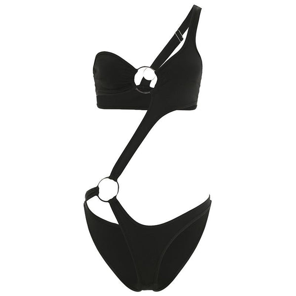 Body irregular con un solo hombro, anillo en forma de O, botones huecos 