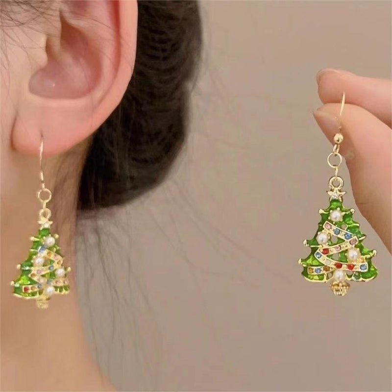 Boucles d'oreilles pendantes en forme de nœud papillon, décoration de sapin de Noël