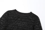 Long sleeve hollow out crewneck medium rise pant set