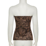 Print contrast backless tube top