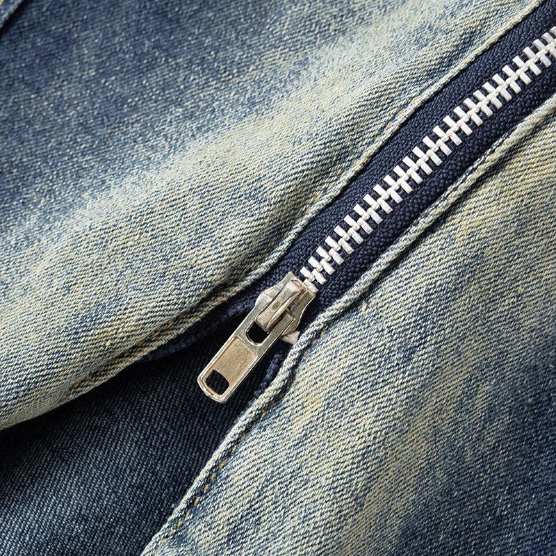 Top vaquero con cuello halter, cremallera, abertura, hebilla y dobladillo sin rematar 