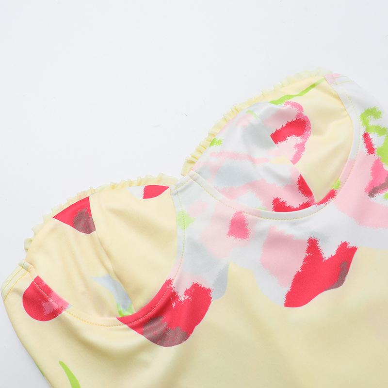 Mesh flower print sweetheart neck tube mini dress