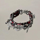Rivet heart decor PU leather choker necklace