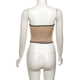 Sweetheart neck bustier backless contrast top
