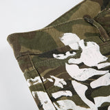 Camouflage zip-up pocket medium rise jeans
