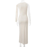 Irregular one shoulder self tie solid maxi dress