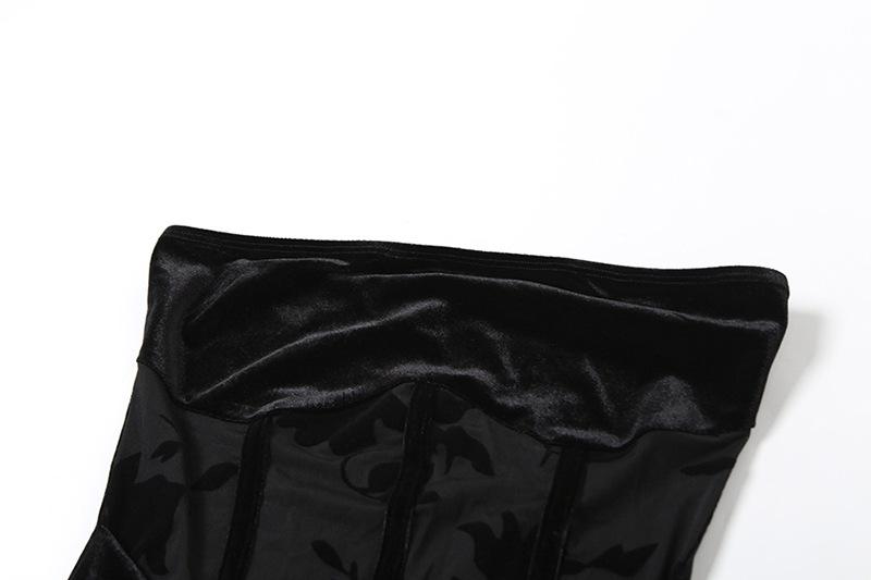 Robe longue tube à imprimé floral en maille de velours avec gants 