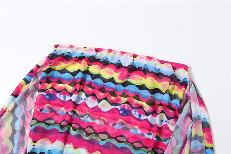 Ensemble mini-jupe asymétrique à imprimé en maille irrégulière 