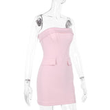 Pink corset backless tube mini dress