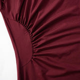 Long sleeve ruched irregular solid mini dress