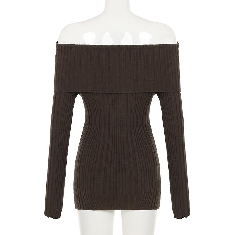 Long sleeve off shoulder textured solid mini dress