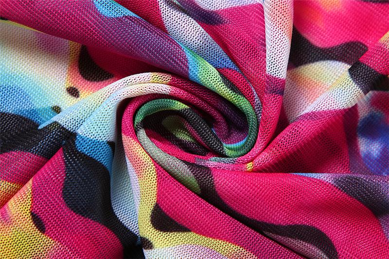 Ensemble mini-jupe asymétrique à imprimé en maille irrégulière 