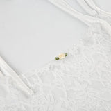 Robe courte en dentelle à col en U et à nouer soi-même avec appliques florales 