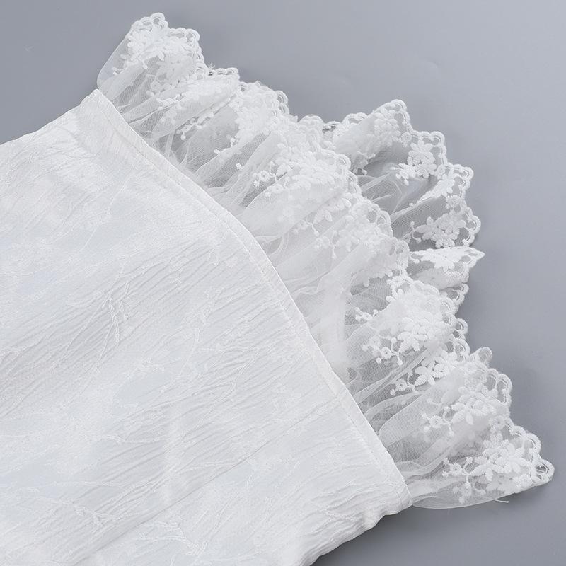 Haut caraco corset à lacets avec ourlet en dentelle et épaules dénudées 