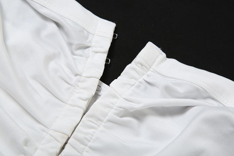 Long sleeve ruched button hollow out 2 piece top